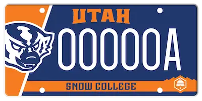 Snow College Badger license plate