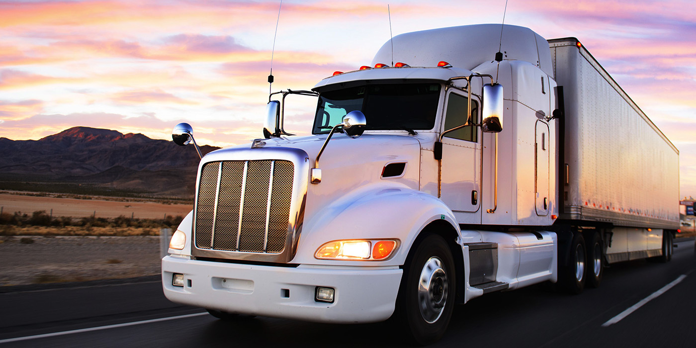 Semi truck driving on a highway