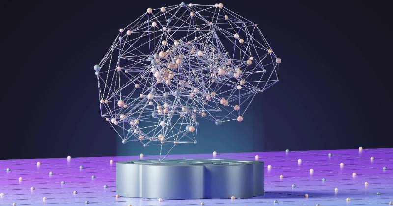 A brain made out of digital sticks and balls