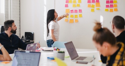 White board with sticky notes